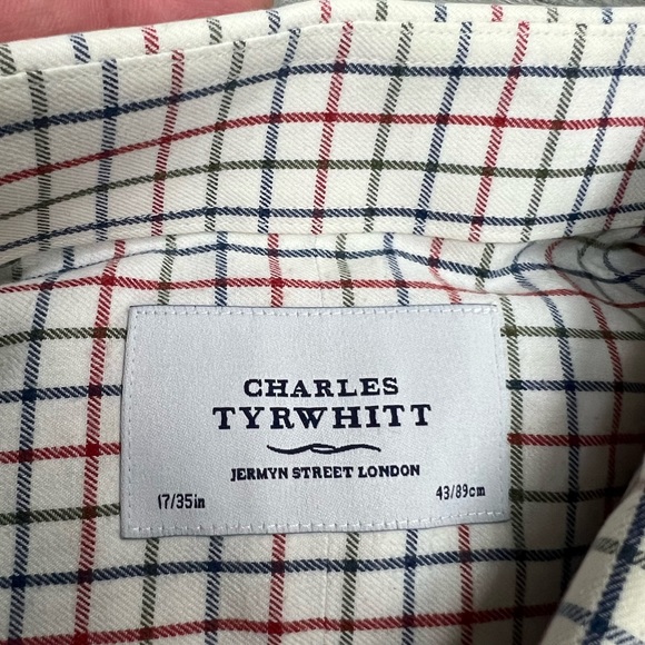 Charles Tyrwhitt Ivory w/ Red, Navy & Green Plaid Wool Shirt 17-35 - Picture 3 of 3
